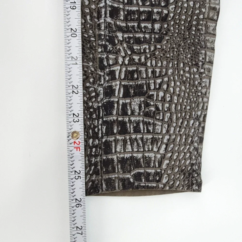 L'AGENCE Margot High Rise Skinny Jeans in Chestnut Black Croc Foil Size 25‎ NWT